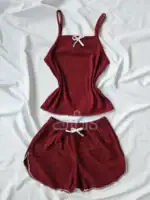 ست دو تیکه تاپ و شورتک راحتی-قرمز