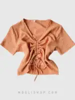 شومیز زنانه جلوبندار یقه هفت آستین کوتاه وارداتی