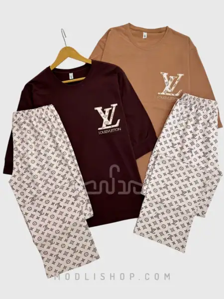خرید ست راحتی تیشرت و شلوار زنانه طرح LV