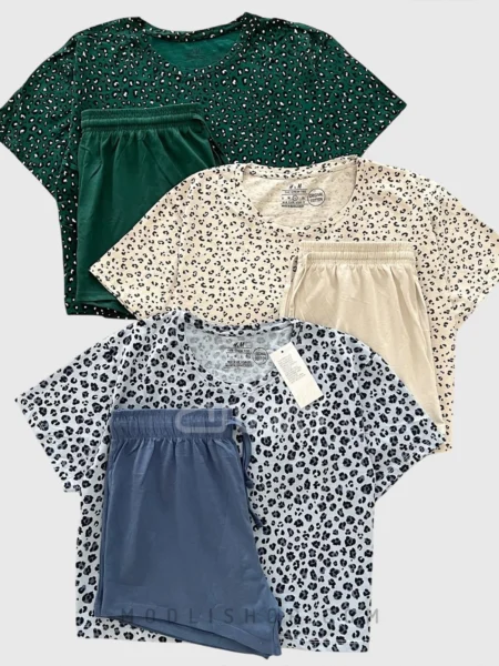 ست کراپ شورتک زنانه H&M پلنگی پارت 1
